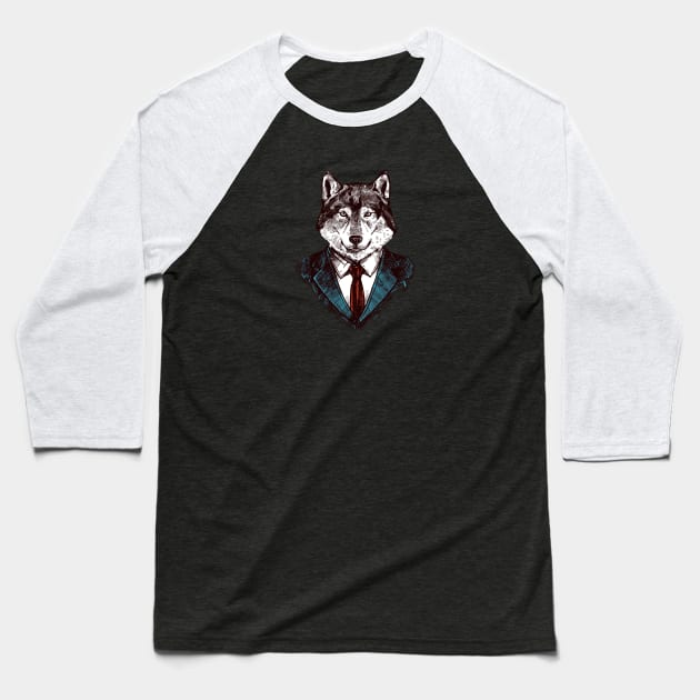 Business Wolf Baseball T-Shirt by TambuStore